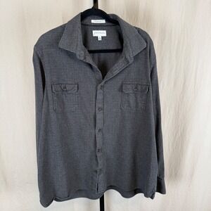 John W Nordstrom Mens XXL Supima Cotton Houndstooth Shirt Elbow Patch Grey Black